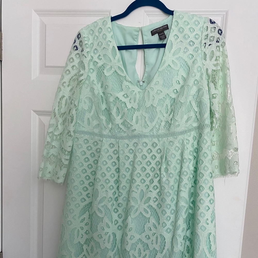 A pea in the Pod mint lace maternity dress Med